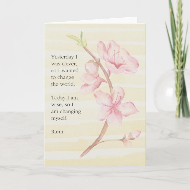 Rumi Inspirational Quote Floral Card (Front)