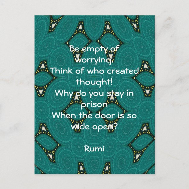 Rumi Inspirational quote With Tribal Design Postcard (Front)