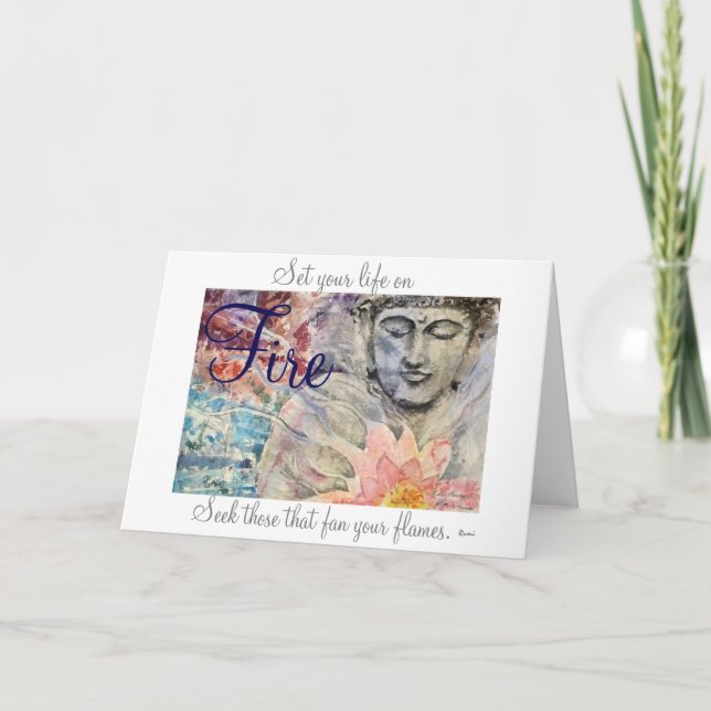 Rumi Life Quote Buddha Watercolor Art Card (Front)