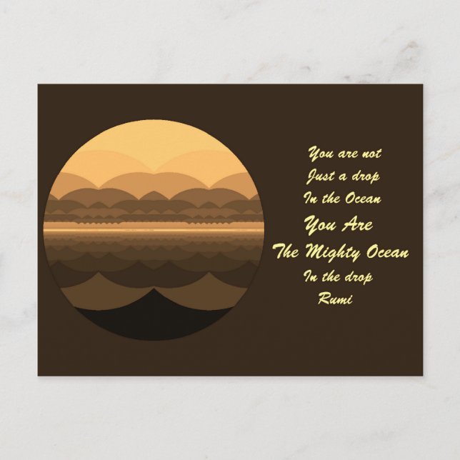 Rumi Life Quote Postcard. Mandala Design Postcard (Front)