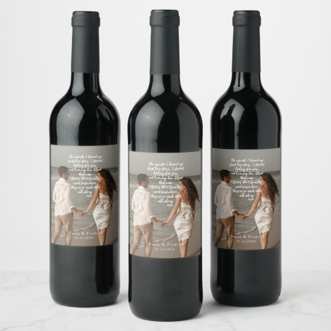 Rumi Love Story Poem Add Your Photo Wine Label (Bottles)