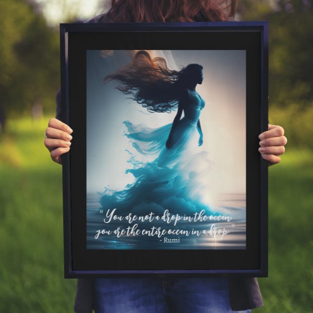 Rumi Ocean Quote Dreamscape  Poster (framed 16x20 print with black mat)