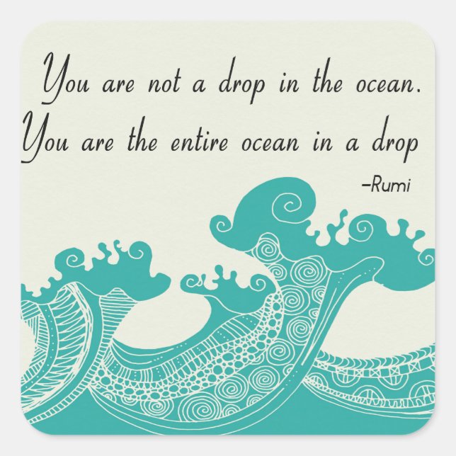 Rumi Ocean quote Square Sticker (Front)