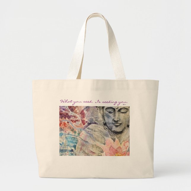 Rumi Quote Buddha Art Jumbo Tote (Front)