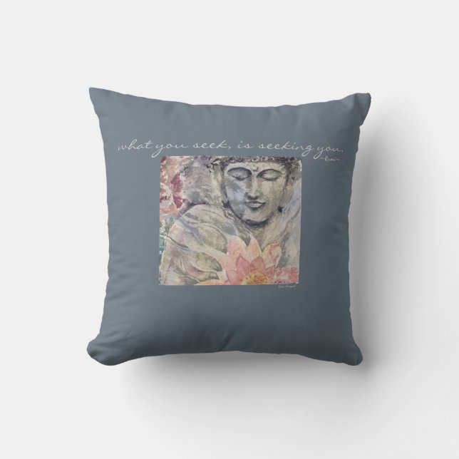 Rumi Quote Buddha Watercolor Art Throw Pillow (Front)