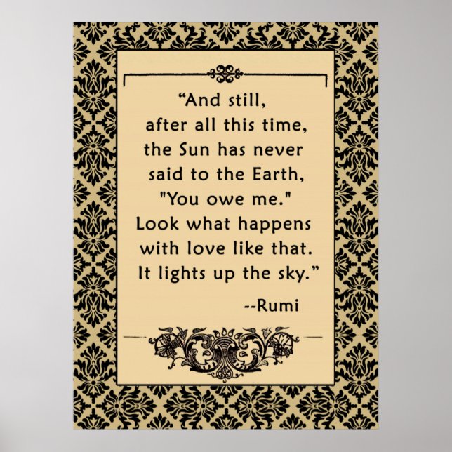 RUMI Quote on Poster or Print Sun and Earth (Front)