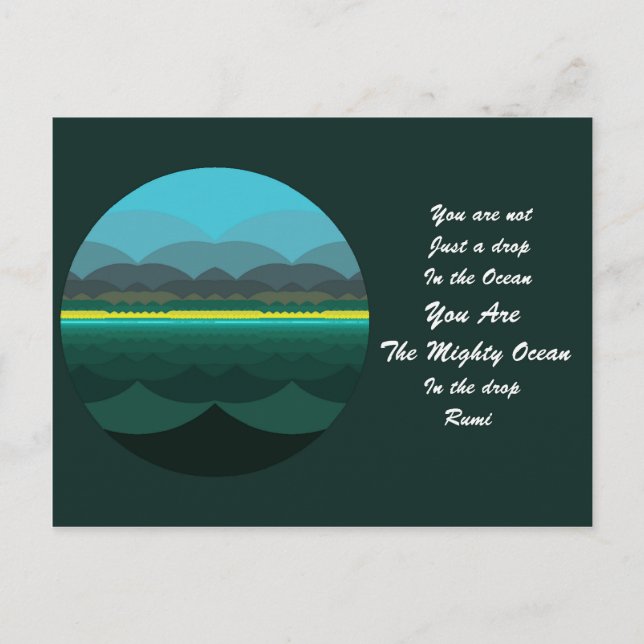 Rumi Quote Postcard. Ocean Mandala Design Postcard (Front)