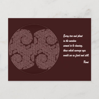 Rumi Quote Postcard. Tree Mandala Design Postcard