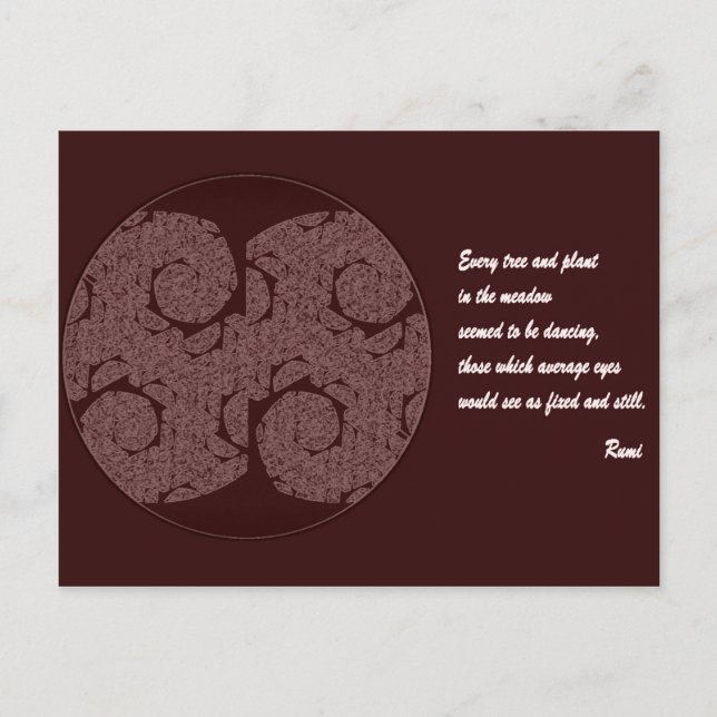 Rumi Quote Postcard. Tree Mandala Design Postcard (Front)
