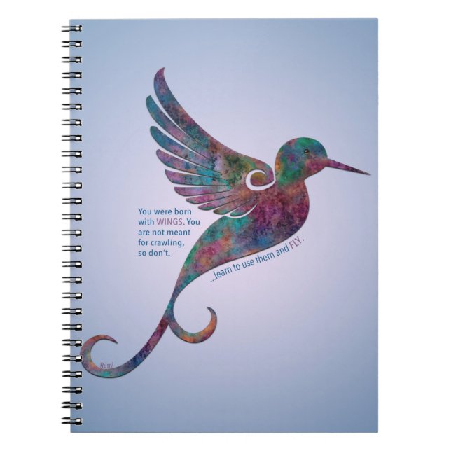 Rumi Quote "You were Born with Wings" Notebook (Front)