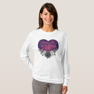 Rumi Style Love Quote on Dark Heart T-Shirt