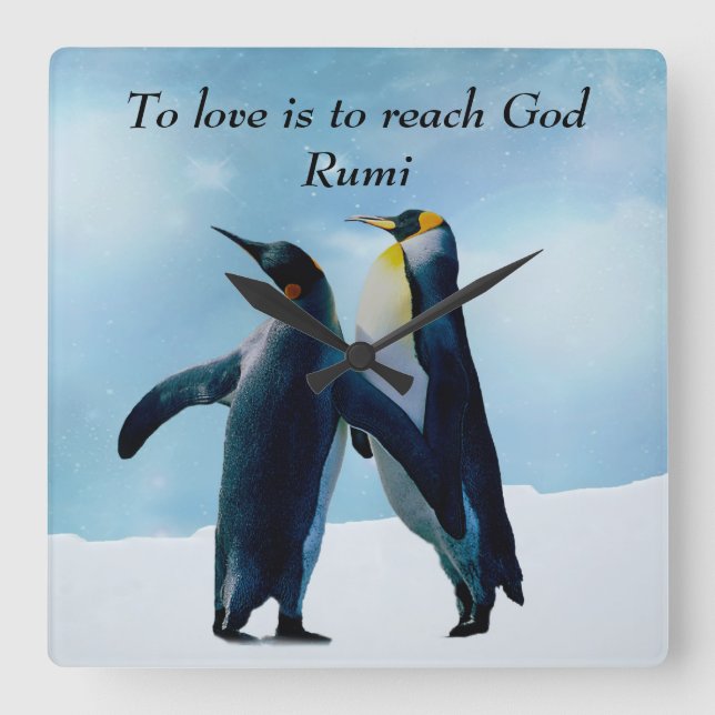 Rumi To love is to reach God Square Wall Clock (Front)