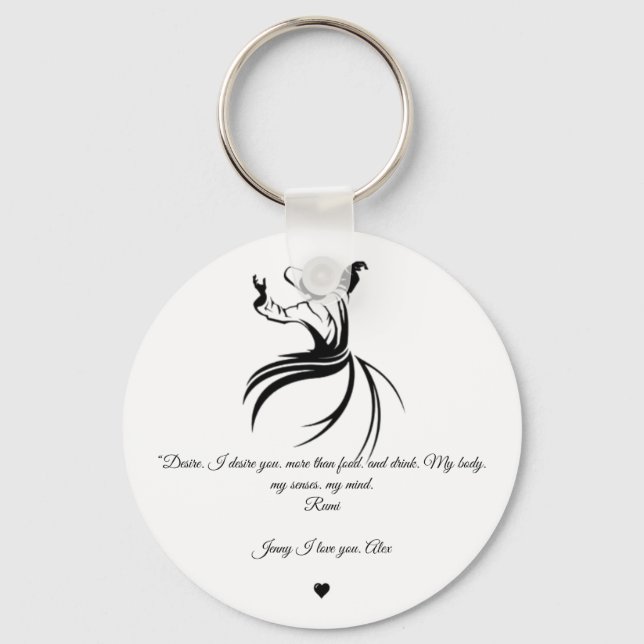 Rumi Valentine Love you poetry  Keychain (Front)
