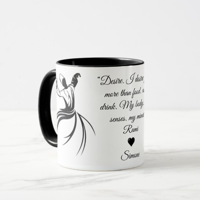 Rumi Valentine Vous aimez poésie Mug populaire (Devant gauche)
