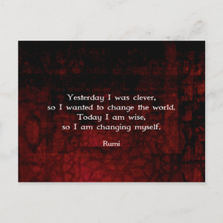 Rumi Wisdom Quote About Change & Cleverness Postcard