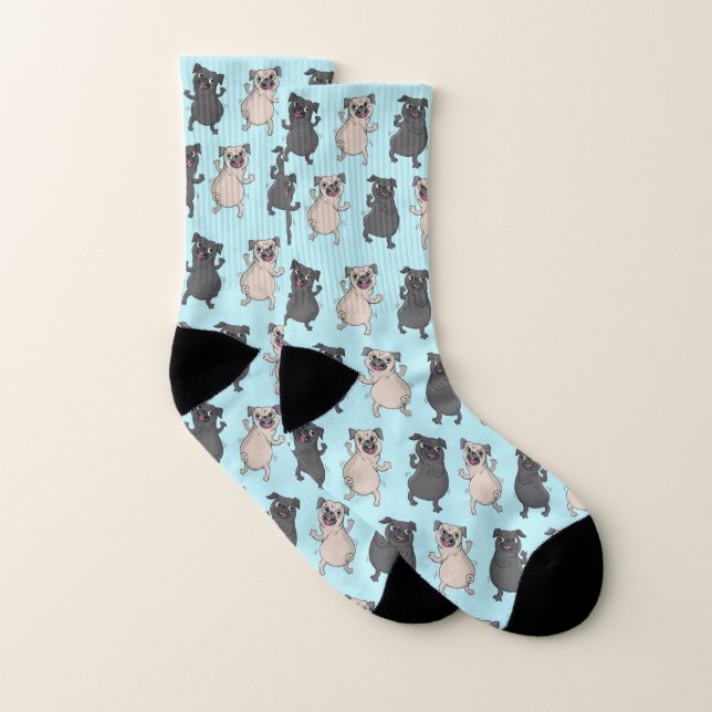 Rump Shaker Pug Puppy Bust A Move Cute Dancing Dog Socks (Pair)