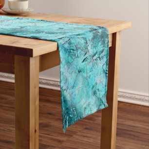 Rumpled blue neon laminated paper medium table runner