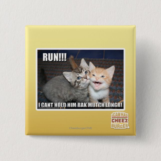 RUN!!! 2 INCH SQUARE BUTTON (Front)