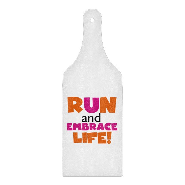 Run and Embrace Life Orange Pink Cutting Board (Front)