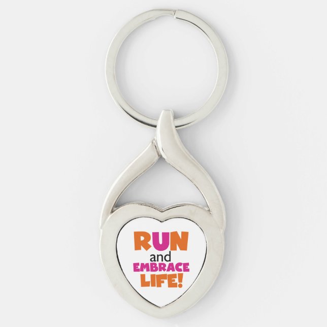 Run and Embrace Life Orange Pink Keychain (Front)