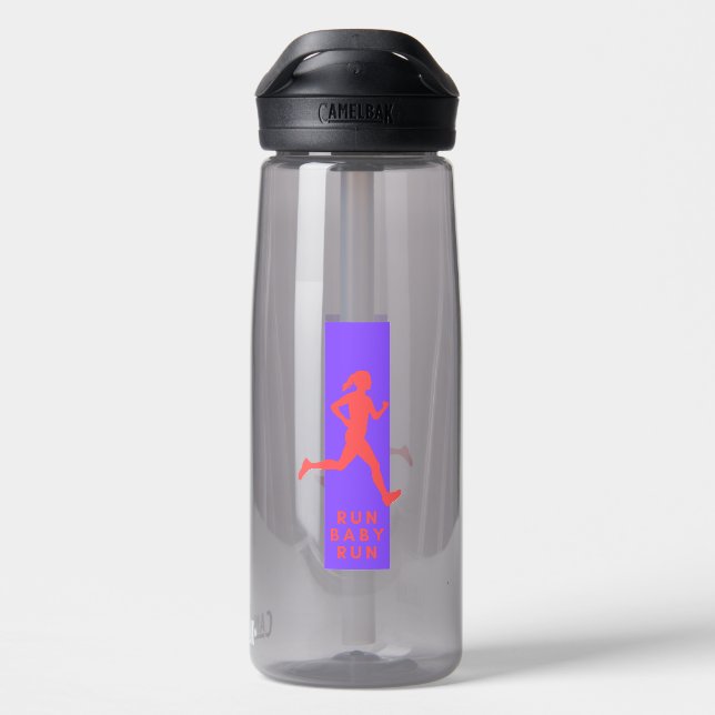 Run Baby Run Water Bottle: Motivational Hydration Water Bottle (Back)