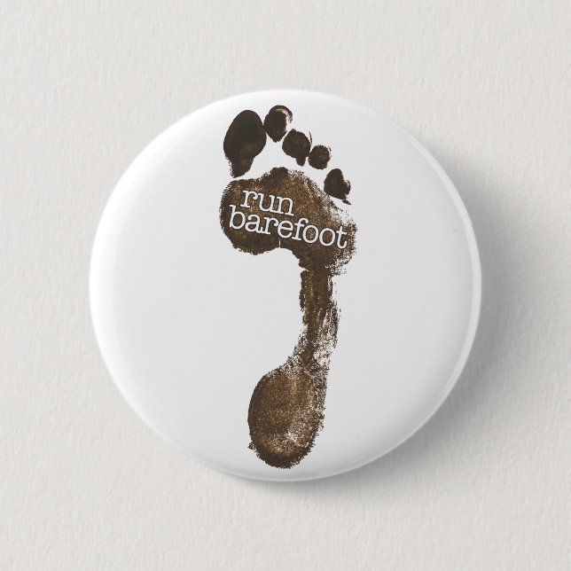 Run Barefoot 2 Inch Round Button (Front)