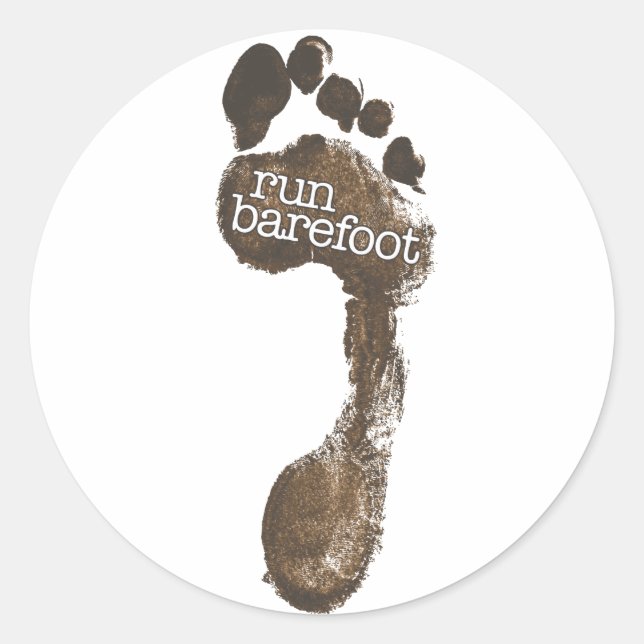 Run Barefoot Classic Round Sticker (Front)
