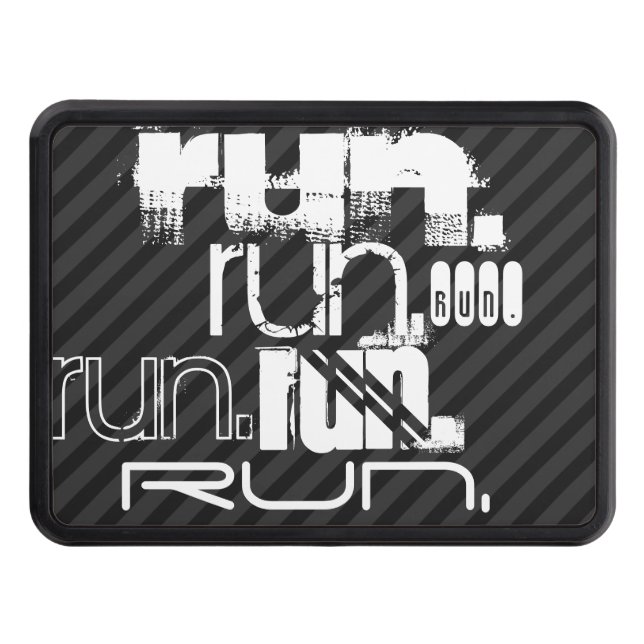 Run; Black & Dark Grey Stripes Trailer Hitch Cover (Front)