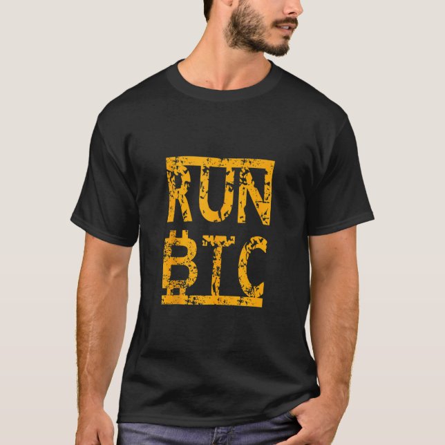 Run Btc Bitcoin Wallet Money Crypto Coin Blockchai T-Shirt (Front)