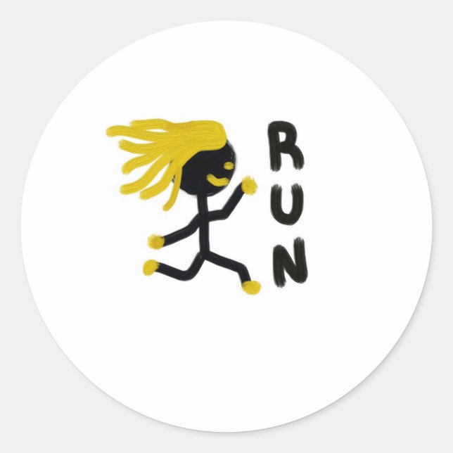 Run Classic Round Sticker (Front)