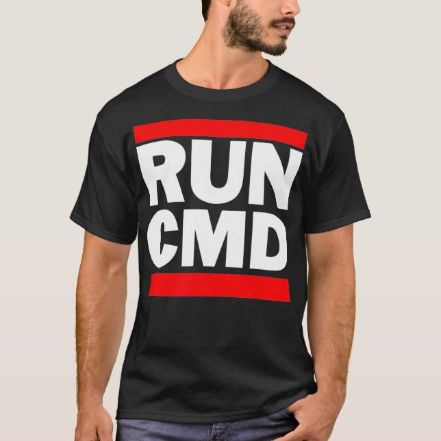 Run-CMD Funny Command Prompt Computer Programmer  T-Shirt (Front)