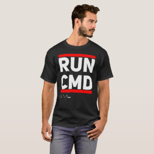 Run CMD T-Shirt Computer Geek Humour