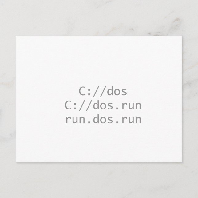 Run DOS, funny geeky Postcard (Front)