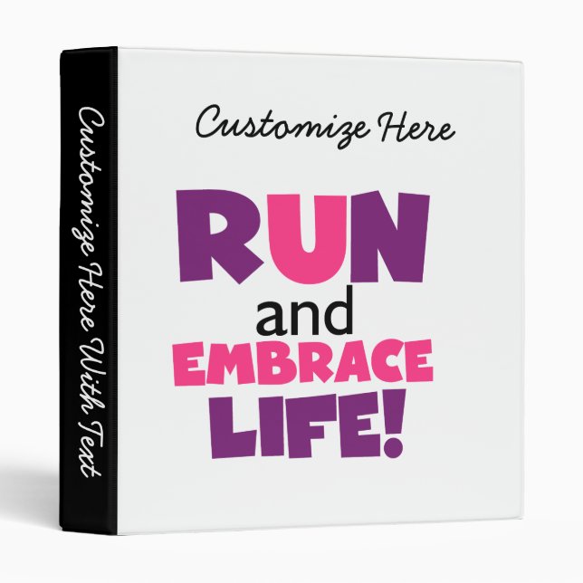 Run Embrace Life Purple Pink Binder (Front/Spine)