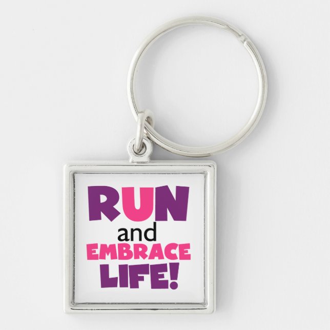 Run Embrace Life Purple Pink Keychain (Front)