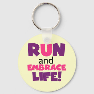 Run Embrace Life Purple Pink Keychain