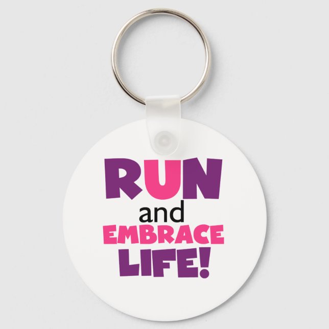 Run Embrace Life Purple Pink Keychain (Front)