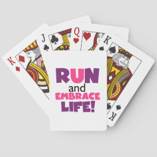 Run Embrace Life Purple Pink Playing Cards