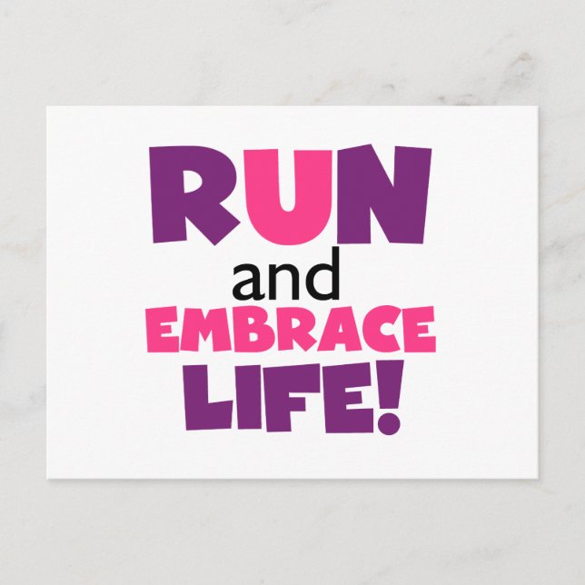 Run Embrace Life Purple Pink Postcard (Front)