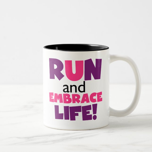 Run Embrace Life Purple Pink Two-Tone Coffee Mug (Right)