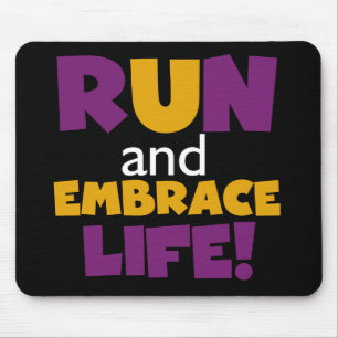 Run Embrace Life Purple Yellow Mouse Pad