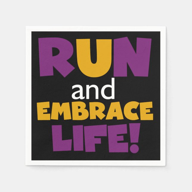 Run Embrace Life Purple Yellow Napkin (Front)