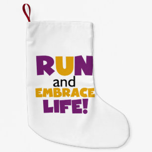 Run Embrace Life Purple Yellow Small Christmas Stocking