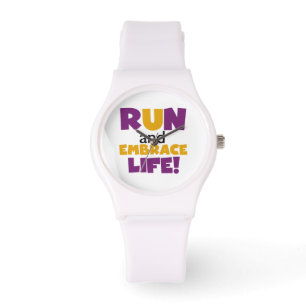 Run Embrace Life Purple Yellow Watch