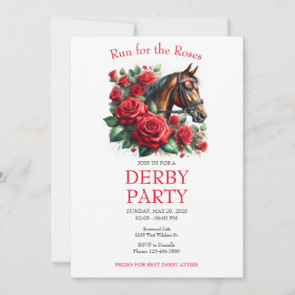 Run for the Roses Race Horse Derby Party Invitation