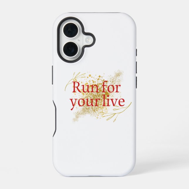 "Run for Your Life – Elegant Motivational Quote wi iPhone 16 Case (Back)