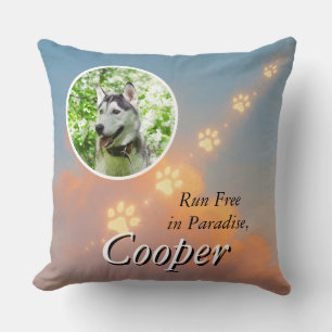 Run Free in Paradise Dog Tribute with Paw Prints Throw Pillow