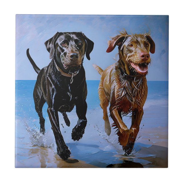 "Run Free, Run Together" Beachside Best Buddies    Tile (Front)
