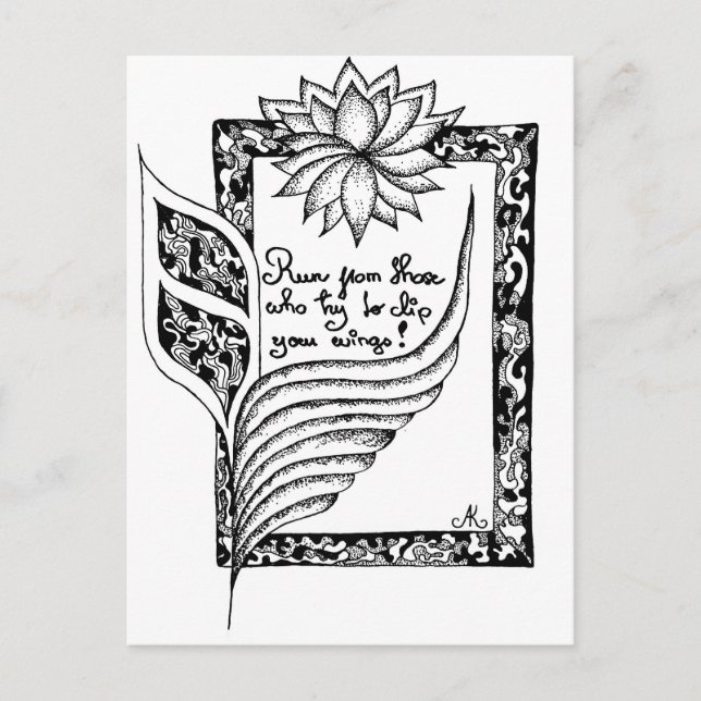 Run from those who try to clip your wings quote postcard (Front)