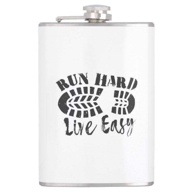 Run Hard, Live Easy Hip Flask (Front)